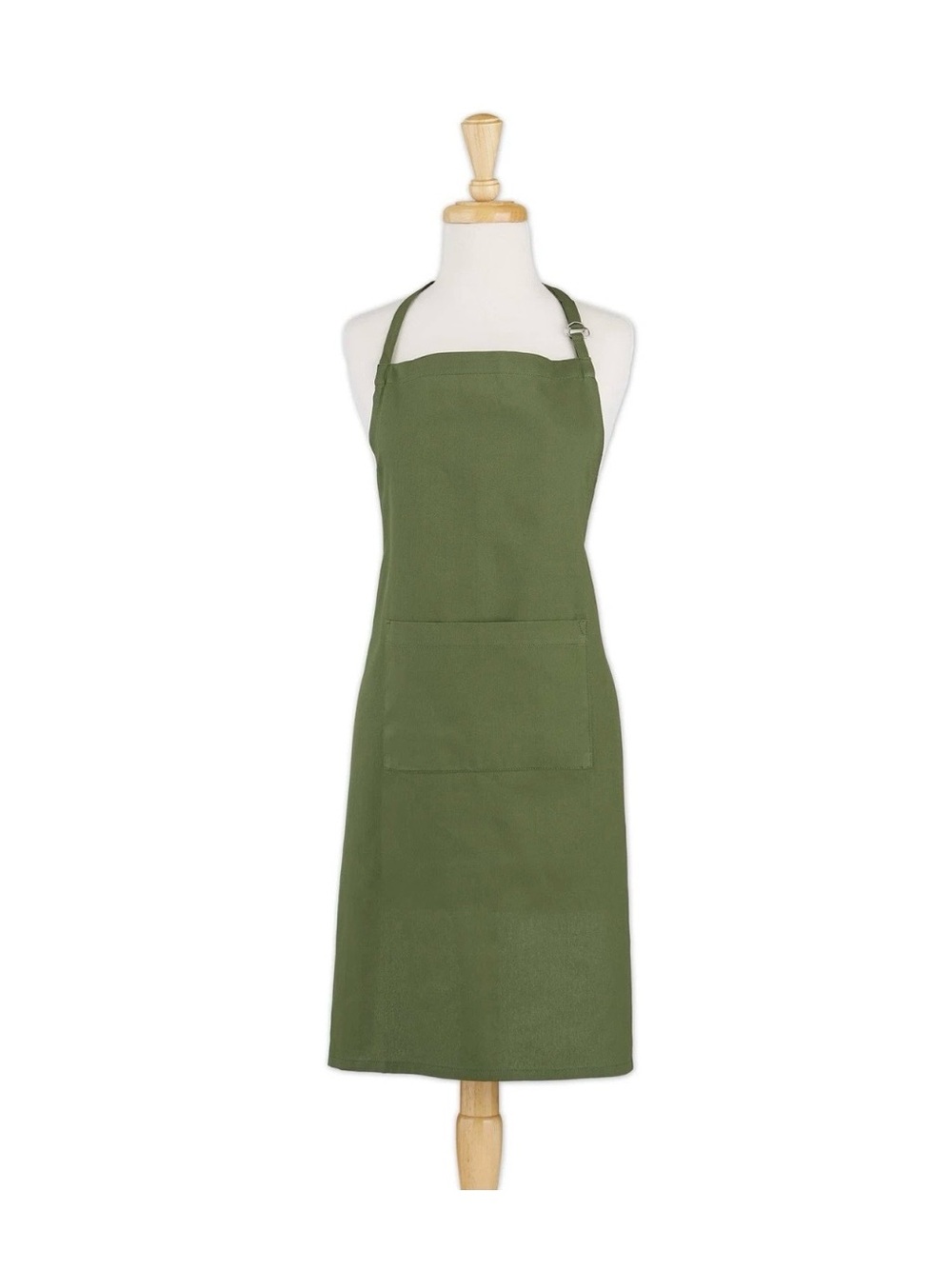 Adjustable Olive Green Kitchen Apron with Front Pocket - Unbranded